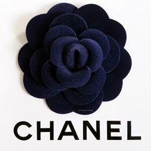 AUTHENTIC RARE CHANEL NAVY BLUE VELVET DIY BROOCH [RESERVED LISTING]